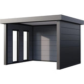 Auvent de jardin en acier galvanisé gris anthracite 10,7m² Singolo 3630 avec 2 fenêtres - Telluria Ma boutique